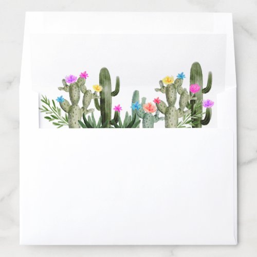 Mexican Fiesta Cactus Floral Wedding Envelope Liner