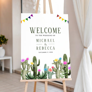 Mexican Fiesta Cactus Floral Wedding Welcome Sign