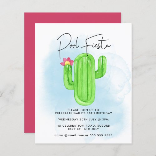 Mexican Fiesta Cactus Pool Party Any Age Birthday 