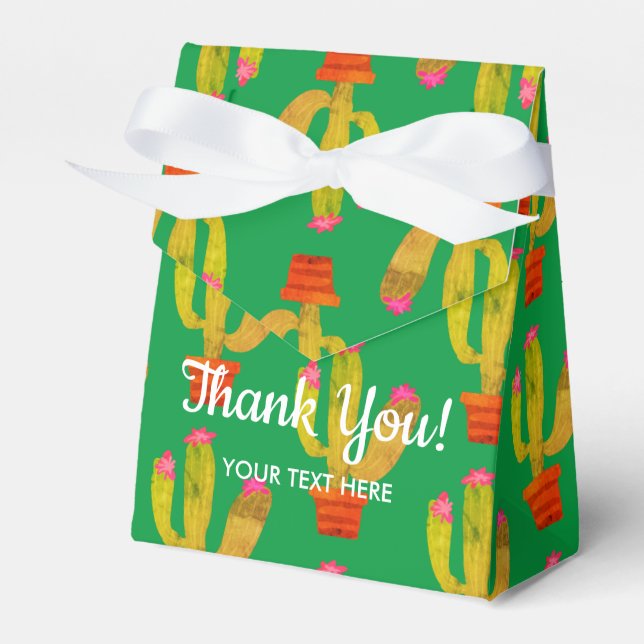 Mexican fiesta cactus print thank you favor box (Front Side)
