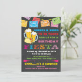 Mexican Fiesta Cheers and Beers Birthday Invitation (Standing Front)