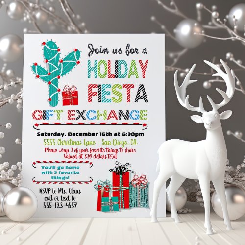 Mexican Fiesta Christmas Gift Exchange Invitation