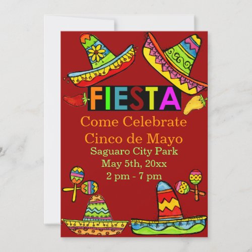 Mexican Fiesta Cinco de Mayo Invitations Red