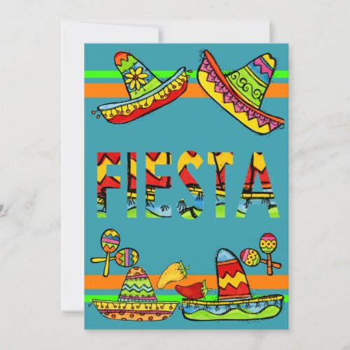 Mexican Fiesta Cinco de Mayo Invitations Teal