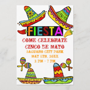 Mexican Fiesta Cinco de Mayo Invitations White