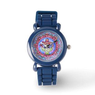 Mexican Fiesta Cinco de Mayo Sombrero Hat Blue Red Watch