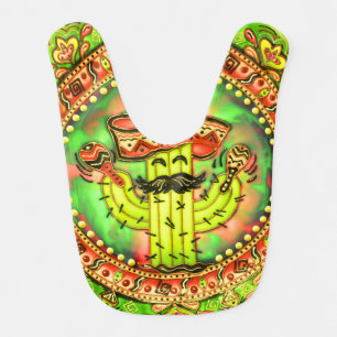 Mexican Fiesta Cinco de Mayo Sombrero Hat Green Baby Bib