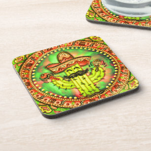 Mexican Fiesta Cinco de Mayo Sombrero Hat Green Beverage Coaster