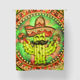 Mexican Fiesta Cinco de Mayo Sombrero Hat Green Blackout Curtains