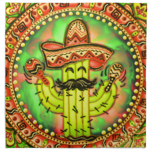 Mexican Fiesta Cinco de Mayo Sombrero Hat Green Cloth Napkin