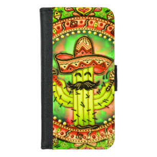 Mexican Fiesta Cinco de Mayo Sombrero Hat Green iPhone 8/7 Wallet Case