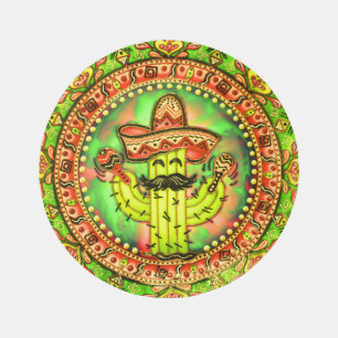 Mexican Fiesta Cinco de Mayo Sombrero Hat Green  Outdoor Rug