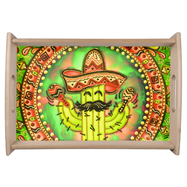 Mexican Fiesta Cinco de Mayo Sombrero Hat Green  Serving Tray (Front)