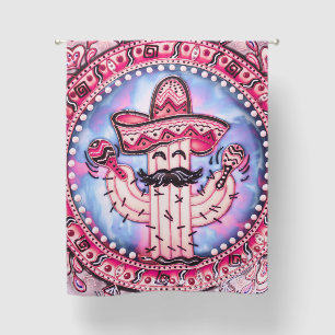 Mexican Fiesta Cinco de Mayo Sombrero Pink Blue Blackout Curtains