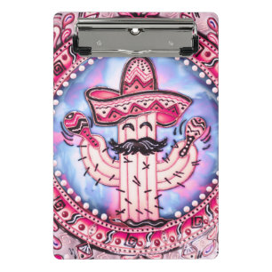 Mexican Fiesta Cinco de Mayo Sombrero Pink Blue Mini Clipboard