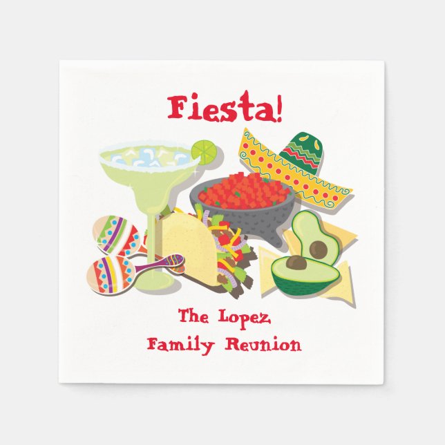 Mexican Fiesta cocktail or luncheon napkins (Front)