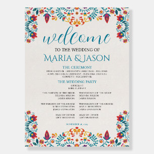 Mexican Fiesta Colorful Botanical Wedding Program Foam Board