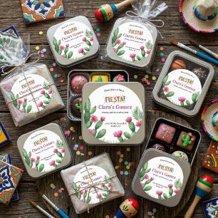 Mexican Fiesta Colorful Cactu Floral Bridal Shower Classic Round Sticker