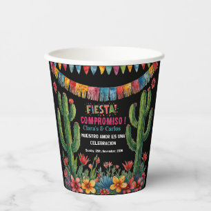 Mexican Fiesta Colorful Cactu Floral Bridal Shower Paper Cups