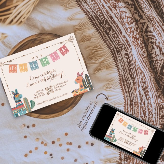 Mexican Fiesta Colorful Cactus Folk Birthday  Invitation (Creator Uploaded)