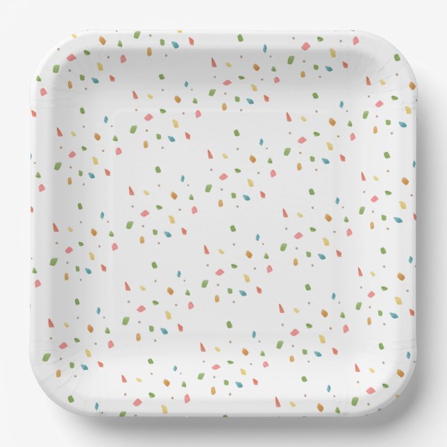 Mexican Fiesta Colorful Confetti Baby Shower Paper Plates (Front)
