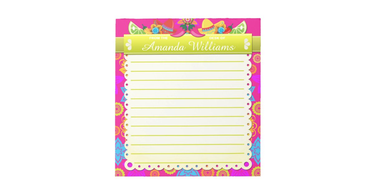 Mexican Notepad Mexican Fiesta Colorful Cutout Notepad | Zazzle