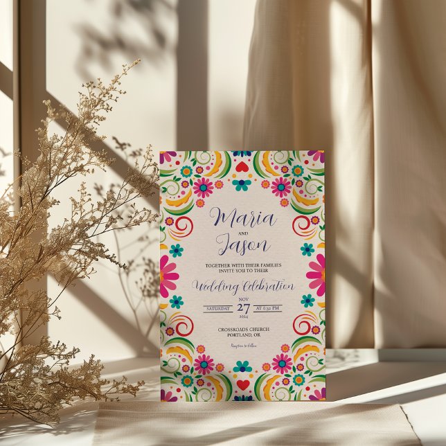 Mexican Fiesta Colorful Floral Botanical Wedding Invitation (Mexican Fiesta Colorful Floral Botanical Wedding Invitation)