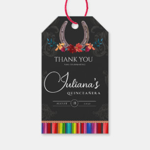 Mexican Fiesta Colorful Floral Charro Quinceanera Gift Tags