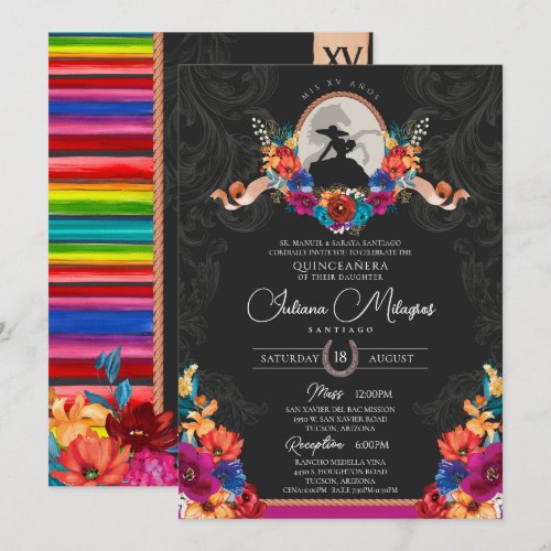 Mexican Fiesta Colorful Floral Charro Quinceanera