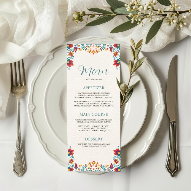 Mexican Fiesta Colorful Floral Wedding Menu (Mexican Fiesta Colorful Floral Wedding Menu)
