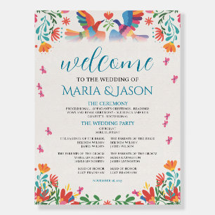 Mexican Fiesta Colorful Floral Wedding Program Foam Board