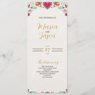 Mexican Fiesta Colorful Flowers Botanical Wedding Program