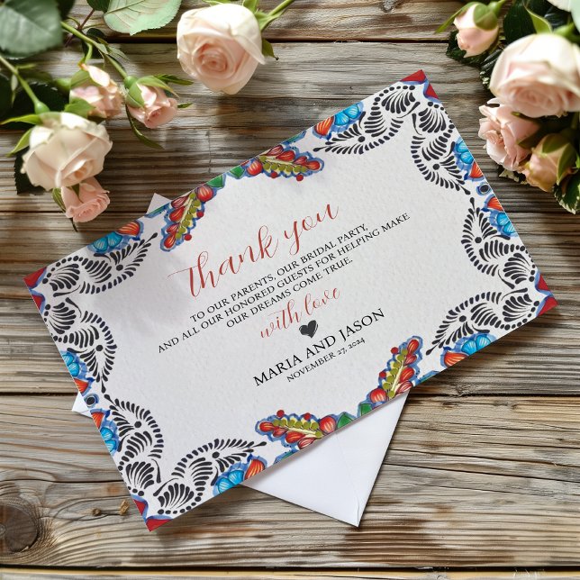 Mexican Fiesta Colorful Flowers Botanical Wedding Thank You Card (Mexican Fiesta Colorful Flowers Botanical Wedding Thank You Card)