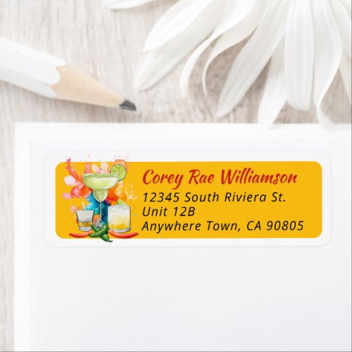 Mexican Fiesta Colorful Margarita Return Address Label