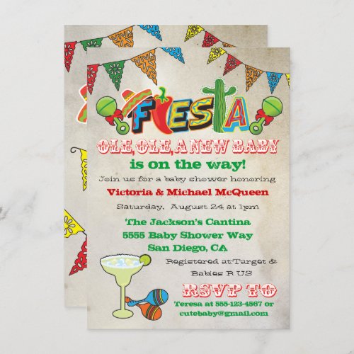 Mexican Fiesta Couples Baby Shower Invitation