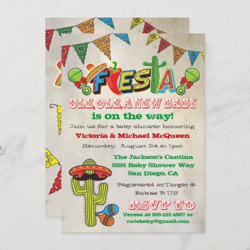 Mexican Fiesta Couples Baby Shower Invitation