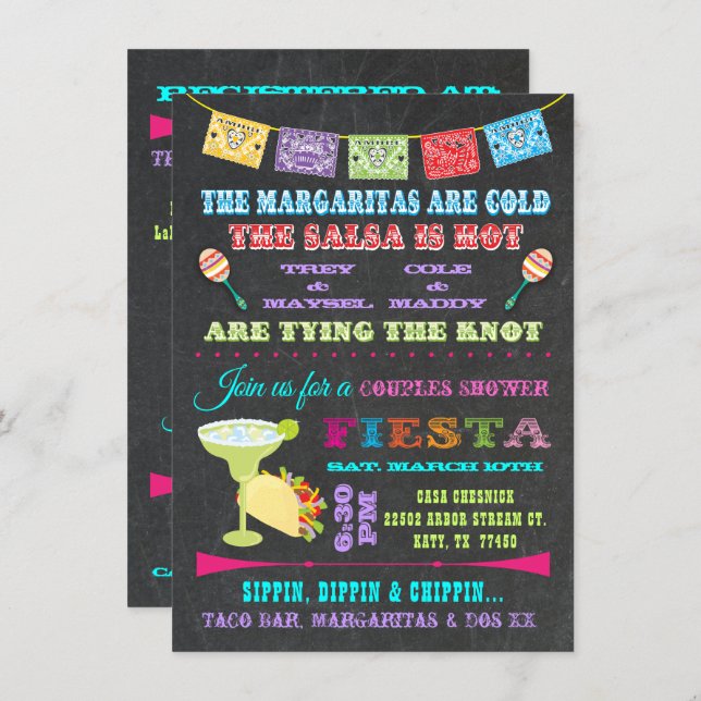 Mexican Fiesta Couples Bridal Shower Invitation (Front/Back)