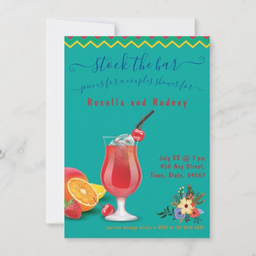 Mexican Fiesta Couples Shower Stock the Bar Invitation