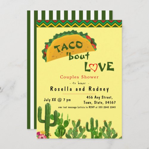 Mexican Fiesta Couples Shower Taco Bout Love Invitation
