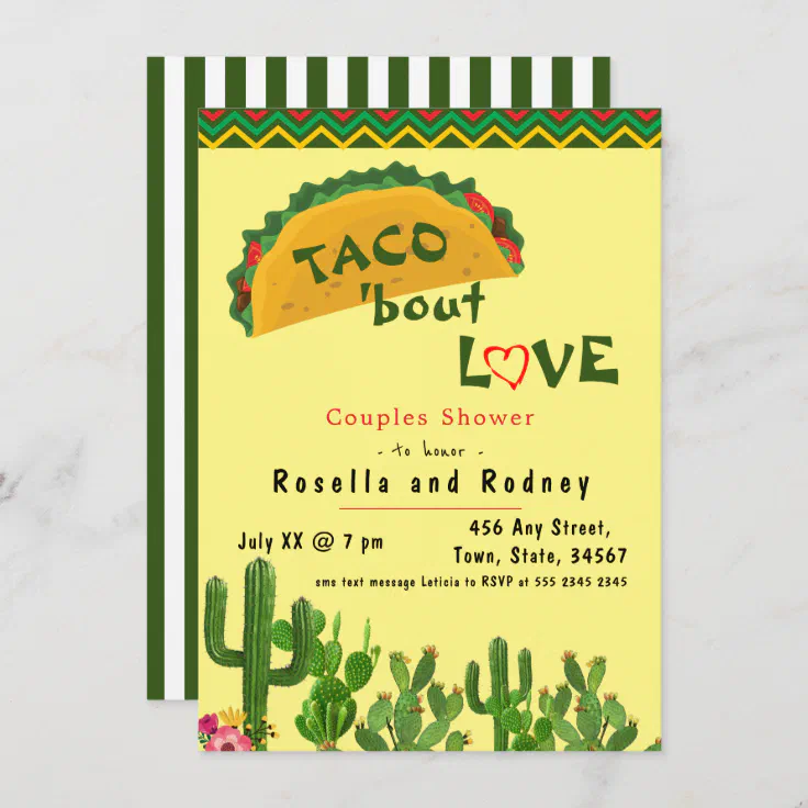 Mexican Fiesta Couples Shower Taco Bout Love Invitation Zazzle