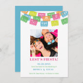 Mexican Fiesta Cut-Out Flag Save the Date Card (Front/Back)