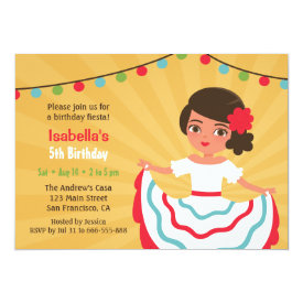 Mexican Fiesta Cute Hispanic Girls Birthday Party Card