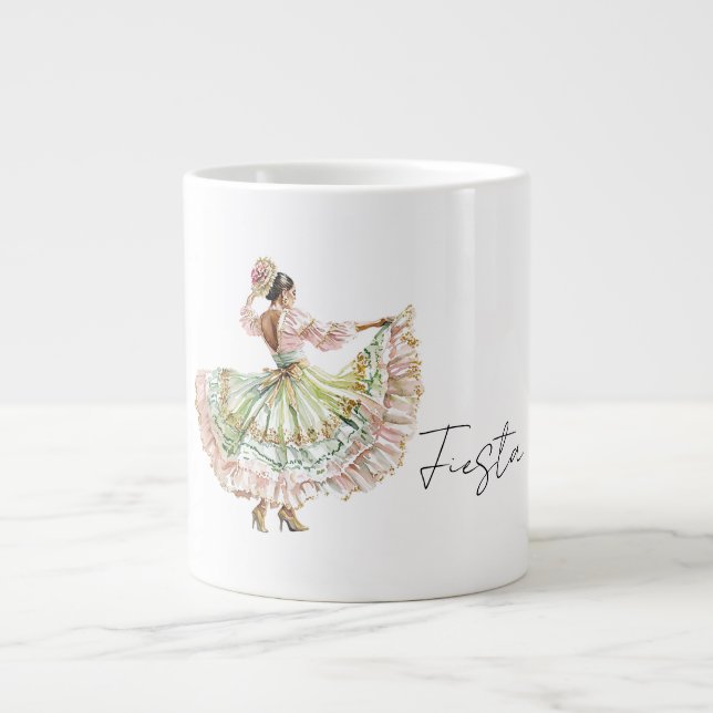 Mexican Fiesta Dance Dress Giant Coffee Mug (Front)