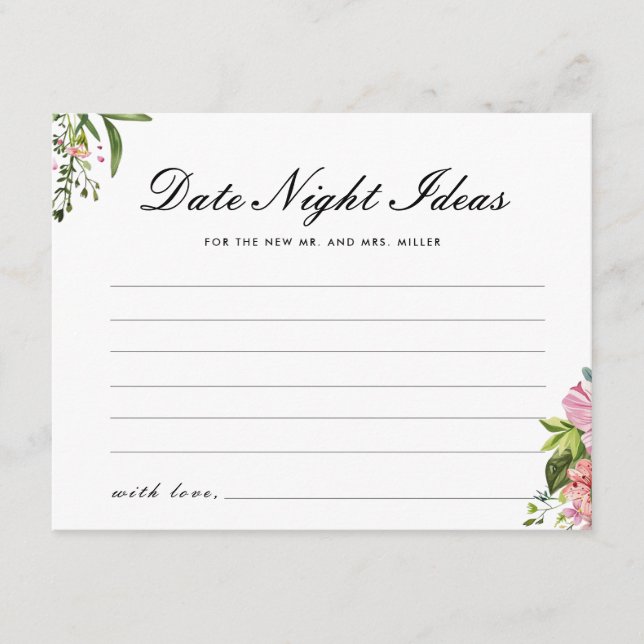 Mexican Fiesta Date Night Ideas Bridal Shower Enclosure Card (Front)