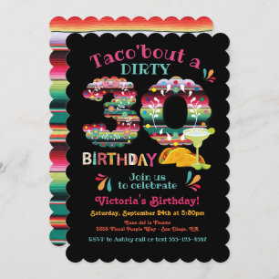 Mexican Fiesta Dirty 30 Papel Picado Birthday Invi Invitation