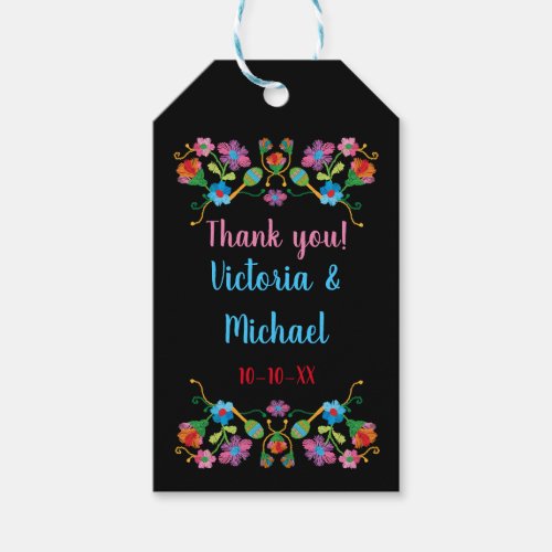 Mexican Fiesta Embroidery favor gift tags