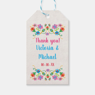 Mexican Fiesta Embroidery favor gift tags