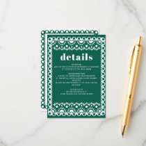 Mexican Fiesta Emerald Papel Picado Boho Wedding Enclosure Card