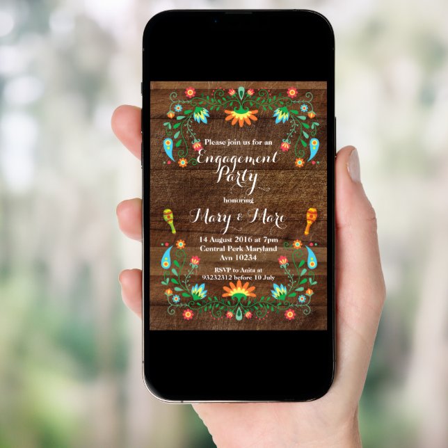 Mexican Fiesta Engagement Party Invitation (Front Digital)