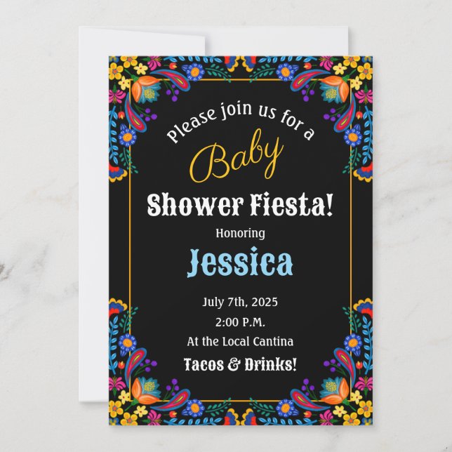 Mexican Fiesta Floral Baby Shower Invitation (Front)
